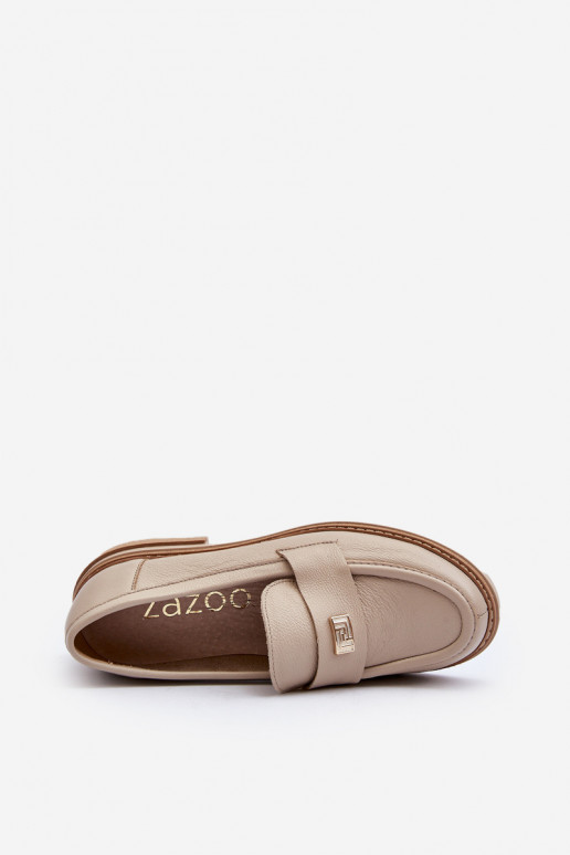 Zazoo 20165 ādas sieviešu mokasīni smilšu krāsā