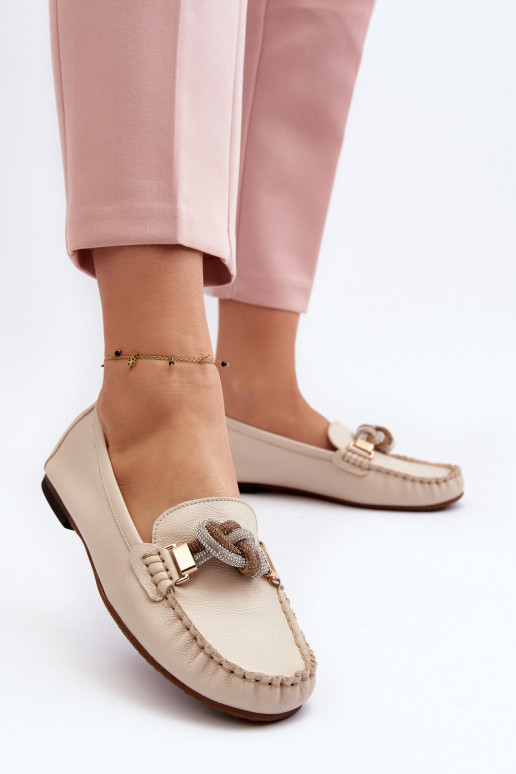 sieviešu mokasīni ar ornamentiem Laura Messi 2761 Ziloņkaula krāsas   sieviešu mokasīni ar ornamentiem Laura Messi 2761 Ziloņkaula krāsas