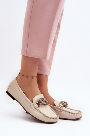   sieviešu mokasīni ar ornamentiem Laura Messi 2761 Ziloņkaula krāsas 2