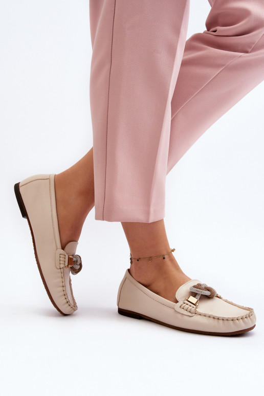 sieviešu mokasīni ar ornamentiem Laura Messi 2761 Ziloņkaula krāsas   sieviešu mokasīni ar ornamentiem Laura Messi 2761 Ziloņkaula krāsas