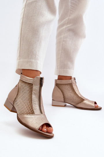 sieviešu zābaki  ar platiem papēžiem Z Odkrytymi Palcami  06413-25 Zelta krāsas