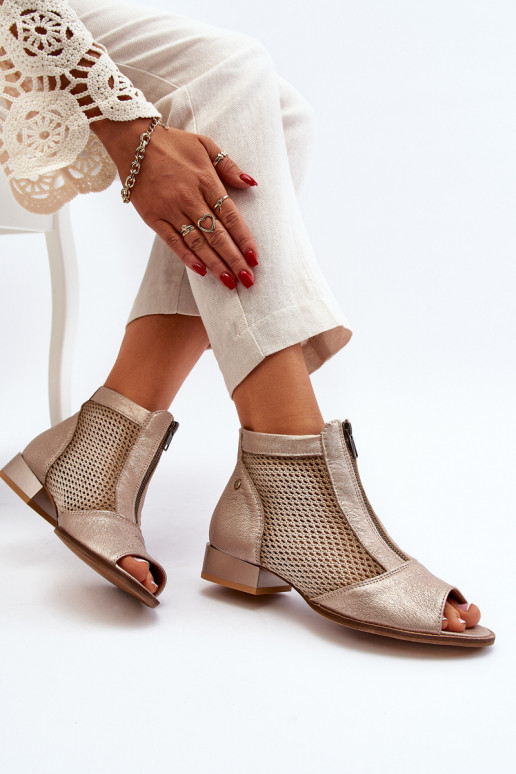 sieviešu zābaki  ar platiem papēžiem Z Odkrytymi Palcami  06413-25 Zelta krāsas