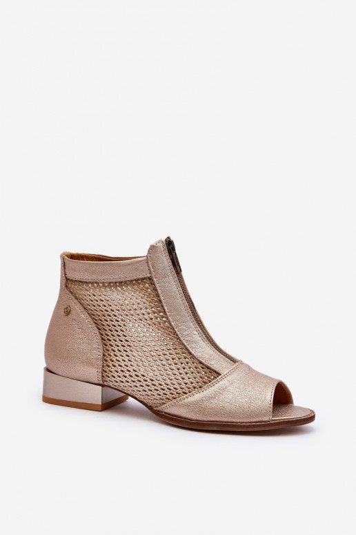 sieviešu zābaki  ar platiem papēžiem Z Odkrytymi Palcami  06413-25 Zelta krāsas