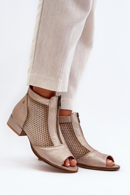 sieviešu zābaki  ar platiem papēžiem Z Odkrytymi Palcami  06413-25 Zelta krāsas