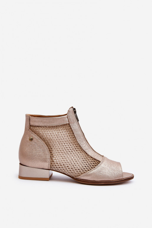 sieviešu zābaki  ar platiem papēžiem Z Odkrytymi Palcami  06413-25 Zelta krāsas