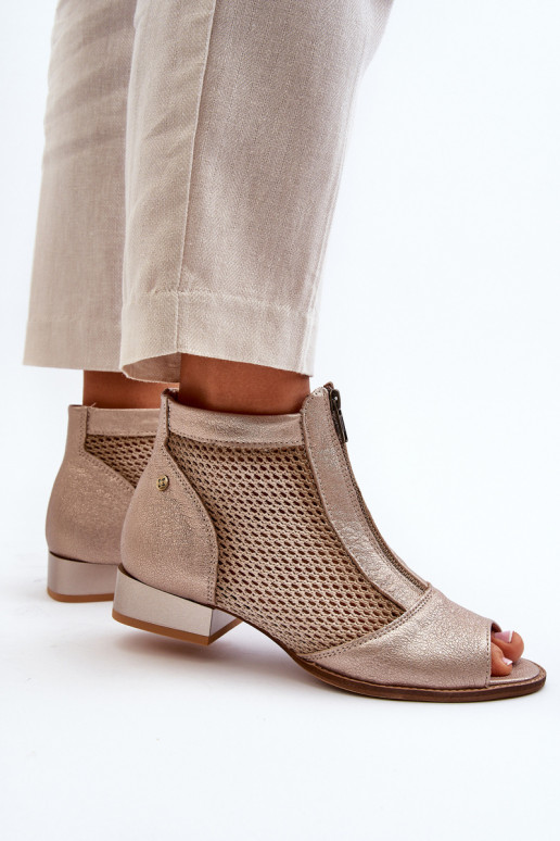 sieviešu zābaki  ar platiem papēžiem Z Odkrytymi Palcami  06413-25 Zelta krāsas