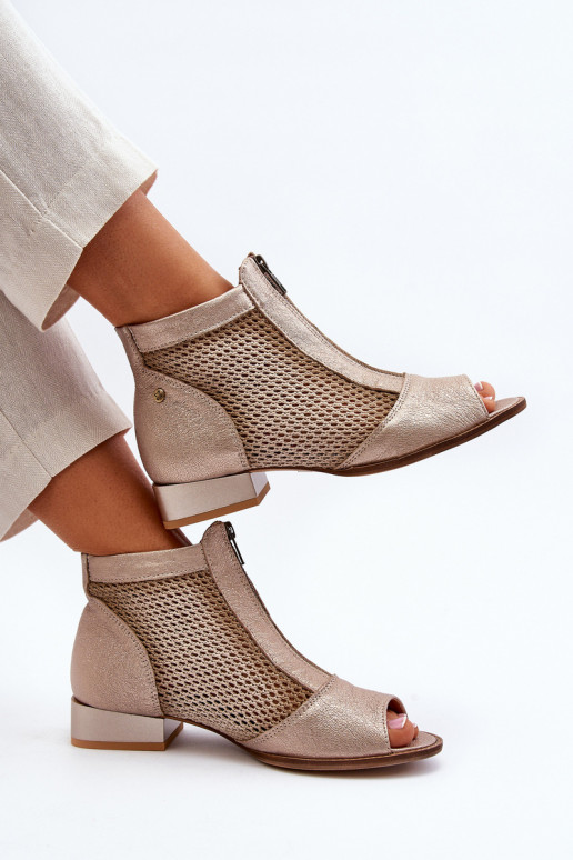 sieviešu zābaki  ar platiem papēžiem Z Odkrytymi Palcami  06413-25 Zelta krāsas