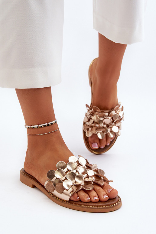 Zazoo 40381  Čibas no dabīgas ādas ar platiem papēžiem Zelta krāsas Zazoo 40381  Čibas no dabīgas ādas ar platiem papēžiem Zelta krāsas