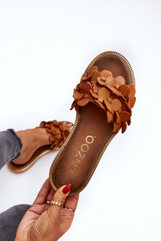 Zazoo 40381  Čibas no dabīgas ādas ar platiem papēžiem brūnas krāsas Zazoo 40381  Čibas no dabīgas ādas ar platiem papēžiem brūnas krāsas