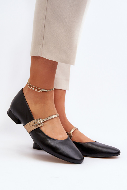 Balerīnas   ar platiem papēžiem Laura Messi 2774 Melns Balerīnas   ar platiem papēžiem Laura Messi 2774 Melns