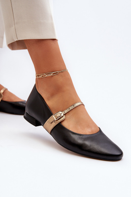 Balerīnas   ar platiem papēžiem Laura Messi 2774 Melns Balerīnas   ar platiem papēžiem Laura Messi 2774 Melns