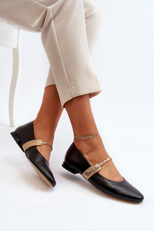 Balerīnas   ar platiem papēžiem Laura Messi 2774 Melns Balerīnas   ar platiem papēžiem Laura Messi 2774 Melns