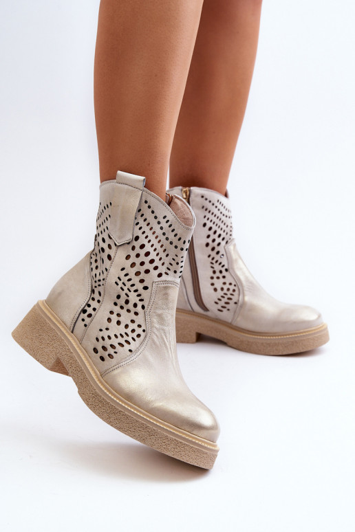 Zazoo 3470 sieviešu zābaki  ar platiem papēžiem  Zelta krāsas 