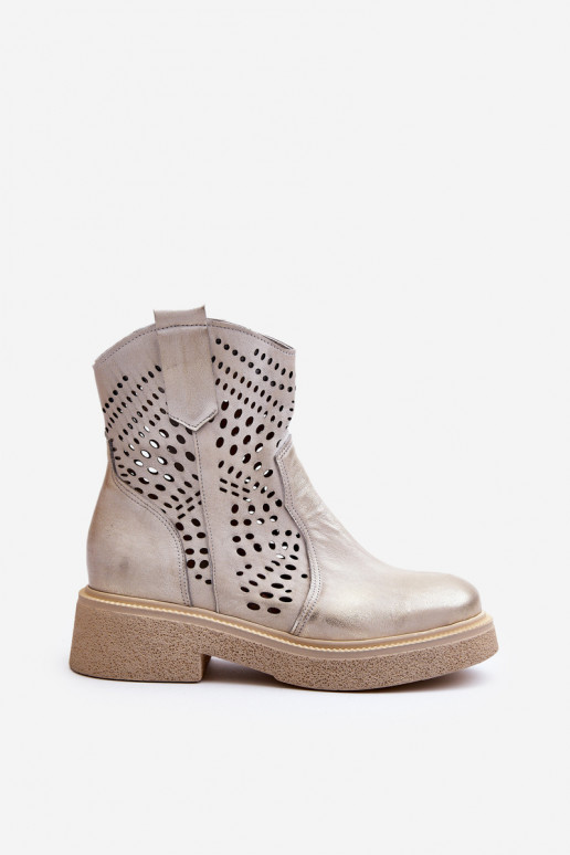 Zazoo 3470 sieviešu zābaki  ar platiem papēžiem  Zelta krāsas 