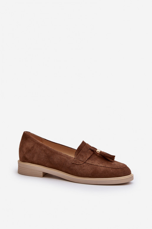 Zazoo 3420 Zamšādas mokasīni  ar platiem papēžiem brūnas krāsas Zazoo 3420 Zamšādas mokasīni  ar platiem papēžiem brūnas krāsas