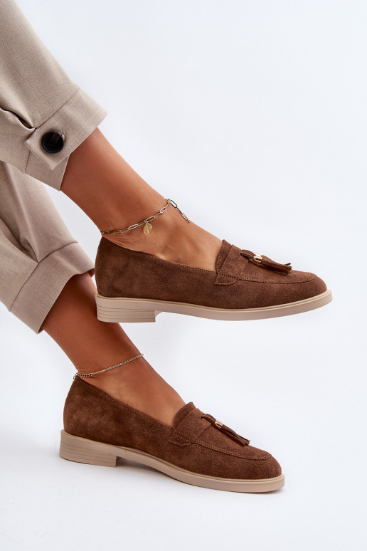 Zazoo 3420 Zamšādas mokasīni  ar platiem papēžiem brūnas krāsas Zazoo 3420 Zamšādas mokasīni  ar platiem papēžiem brūnas krāsas