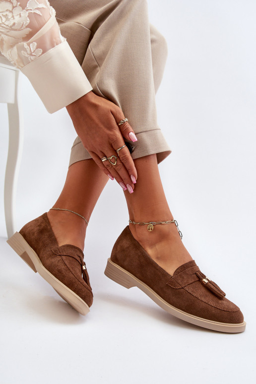 Zazoo 3420 Zamšādas mokasīni  ar platiem papēžiem brūnas krāsas Zazoo 3420 Zamšādas mokasīni  ar platiem papēžiem brūnas krāsas