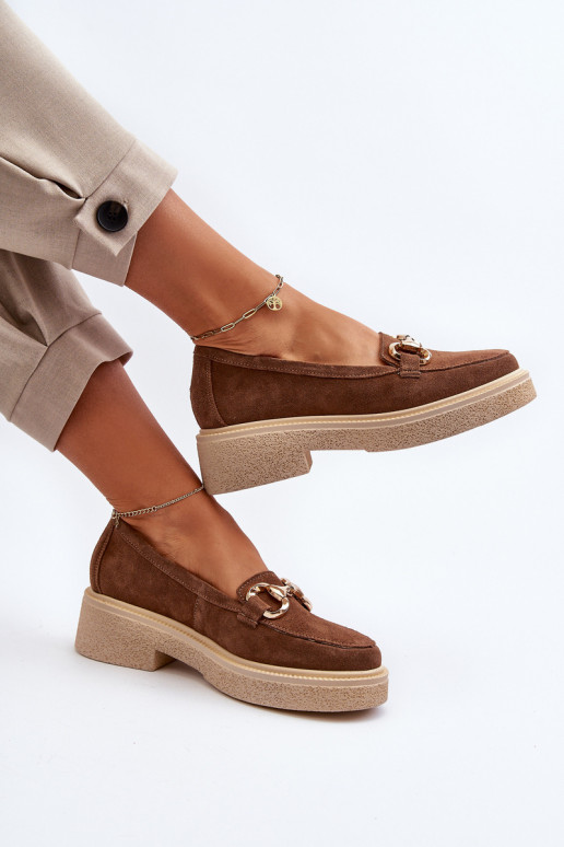 Zazoo 3429 Zamšādas mokasīni  ar ornamentiem brūnas krāsas Zazoo 3429 Zamšādas mokasīni  ar ornamentiem brūnas krāsas