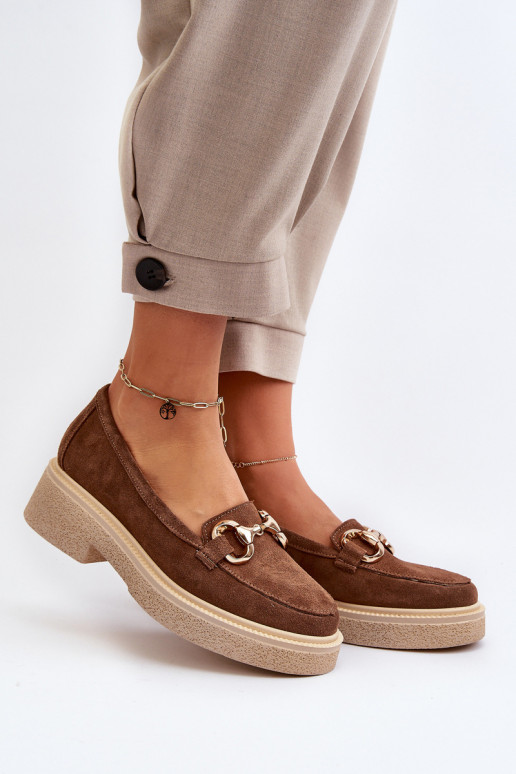 Zazoo 3429 Zamšādas mokasīni  ar ornamentiem brūnas krāsas Zazoo 3429 Zamšādas mokasīni  ar ornamentiem brūnas krāsas