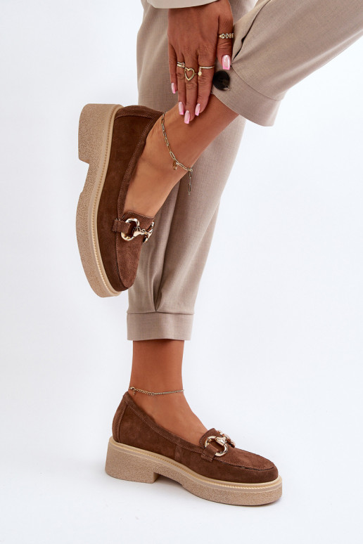 Zazoo 3429 Zamšādas mokasīni  ar ornamentiem brūnas krāsas Zazoo 3429 Zamšādas mokasīni  ar ornamentiem brūnas krāsas