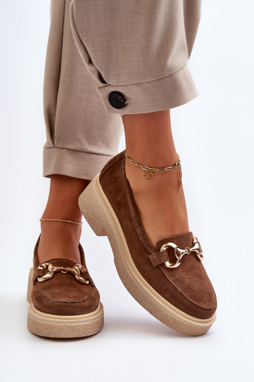 Zazoo 3429 Zamšādas mokasīni  ar ornamentiem brūnas krāsas Zazoo 3429 Zamšādas mokasīni  ar ornamentiem brūnas krāsas