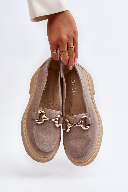 Zazoo 3429 Zamšādas mokasīni  ar ornamentiem brūnas krāsas Zazoo 3429 Zamšādas mokasīni  ar ornamentiem brūnas krāsas