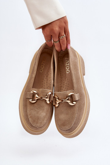 Zazoo 3429 Zamšādas mokasīni  ar ornamentiem smilšu krāsas 2