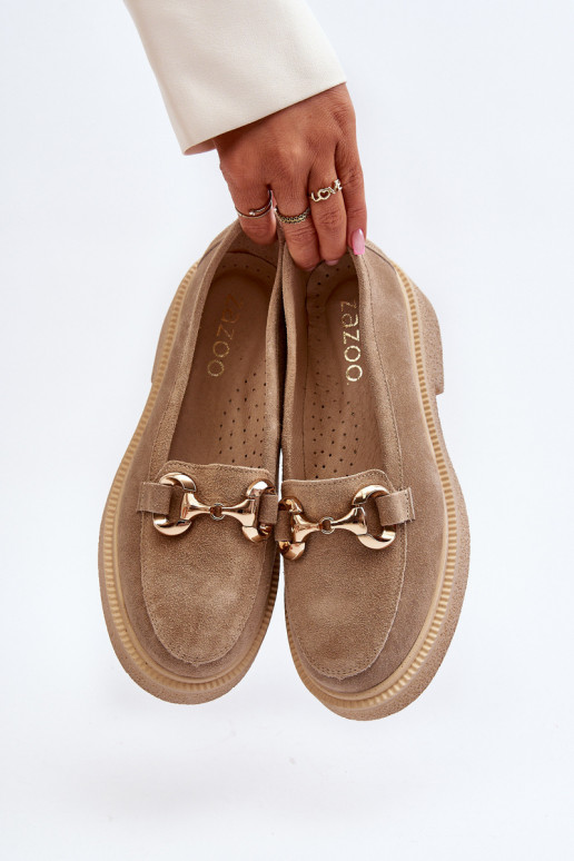 Zazoo 3429 Zamšādas mokasīni  ar ornamentiem smilšu krāsas Zazoo 3429 Zamšādas mokasīni  ar ornamentiem smilšu krāsas