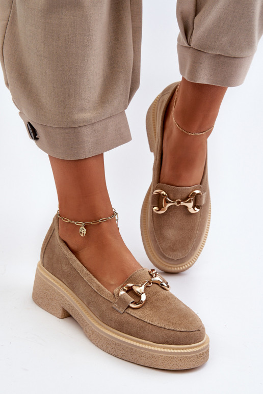 Zazoo 3429 Zamšādas mokasīni  ar ornamentiem smilšu krāsas Zazoo 3429 Zamšādas mokasīni  ar ornamentiem smilšu krāsas