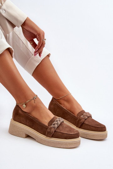 Zazoo 3429/W Eleganti zamšādas lauferi ar ornamentiem brūnas krāsas 2