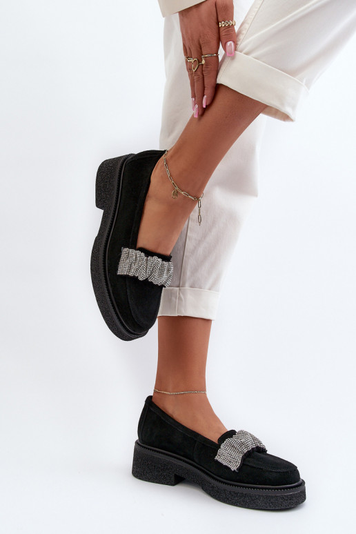 Zazoo 3419 sieviešu mokasīni zamšādas  Melns Zazoo 3419 sieviešu mokasīni zamšādas  Melns