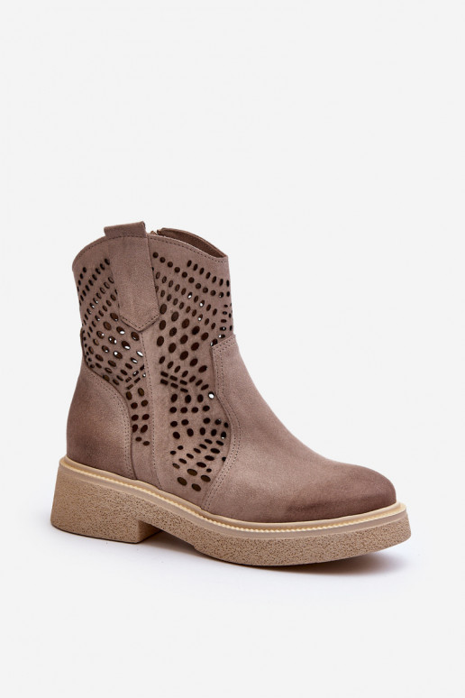 Zazoo 3470 Zamšādas kurpes  ar platiem papēžiem  Cepurepuccino