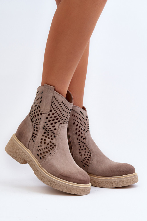 Zazoo 3470 Zamšādas kurpes  ar platiem papēžiem  Cepurepuccino