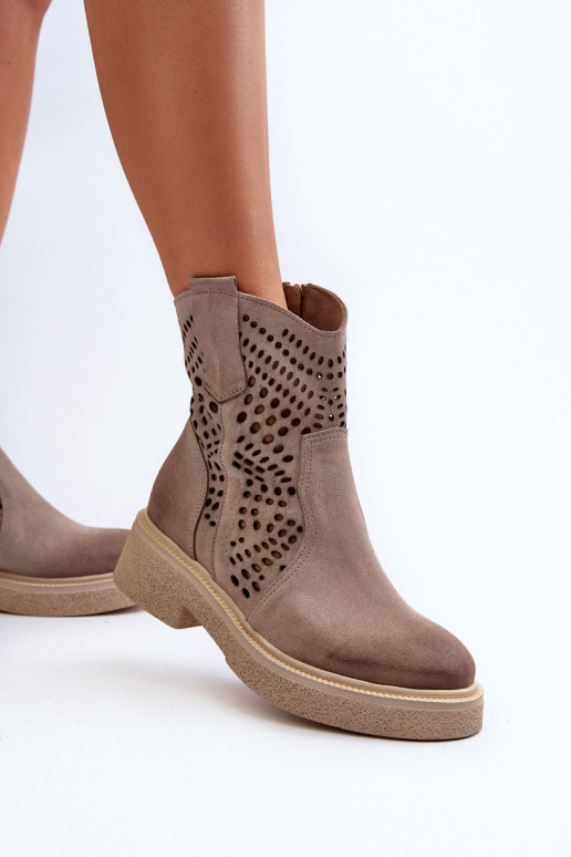 Zazoo 3470 Zamšādas kurpes  ar platiem papēžiem  Cepurepuccino