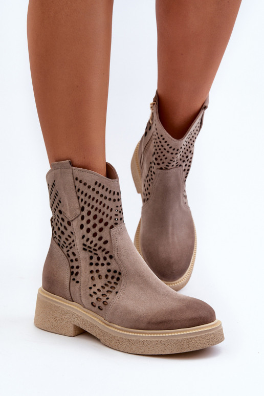 Zazoo 3470 Zamšādas kurpes  ar platiem papēžiem  Cepurepuccino