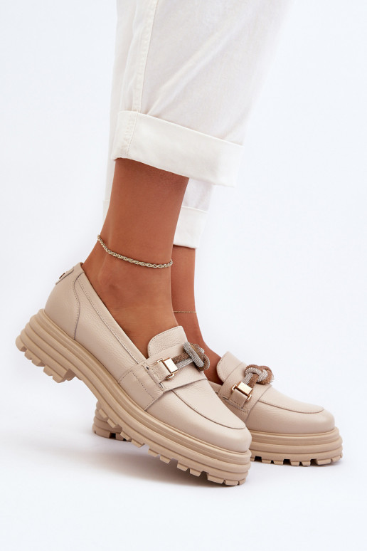 sieviešu mokasīni ar ornamentiem Laura Messi 2780 smilšu krāsas   sieviešu mokasīni ar ornamentiem Laura Messi 2780 smilšu krāsas