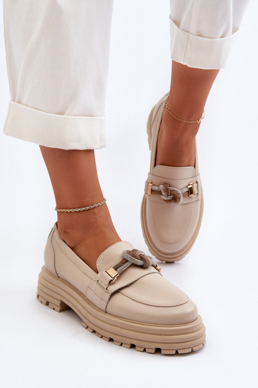 sieviešu mokasīni ar ornamentiem Laura Messi 2780 smilšu krāsas   sieviešu mokasīni ar ornamentiem Laura Messi 2780 smilšu krāsas