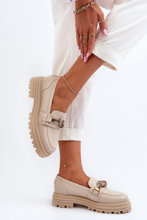 sieviešu mokasīni ar ornamentiem Laura Messi 2780 smilšu krāsas   sieviešu mokasīni ar ornamentiem Laura Messi 2780 smilšu krāsas