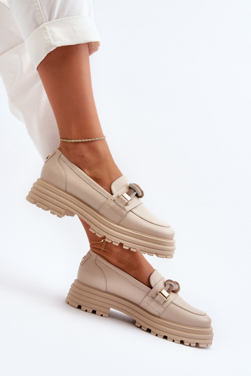 sieviešu mokasīni ar ornamentiem Laura Messi 2780 smilšu krāsas   sieviešu mokasīni ar ornamentiem Laura Messi 2780 smilšu krāsas