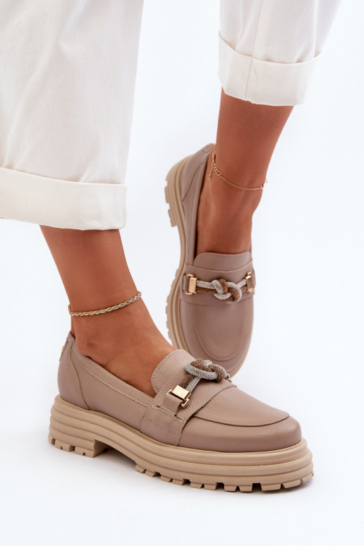 sieviešu mokasīni ar ornamentiem Laura Messi 2780 smilšu krāsas   sieviešu mokasīni ar ornamentiem Laura Messi 2780 smilšu krāsas