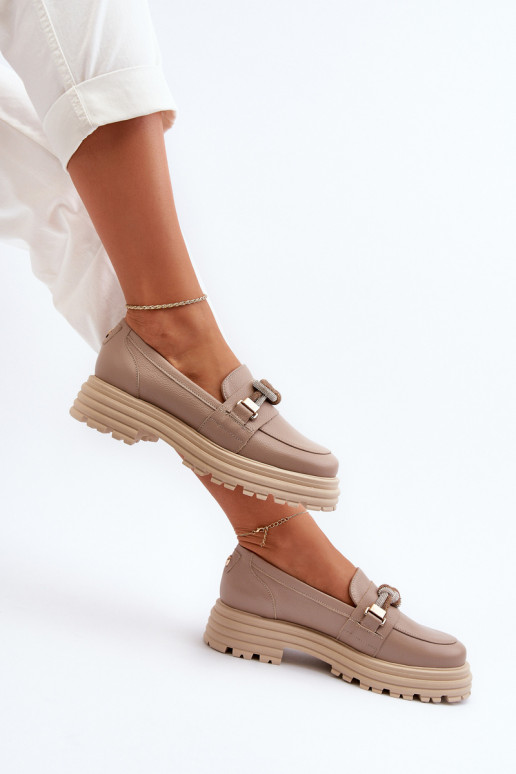 sieviešu mokasīni ar ornamentiem Laura Messi 2780 smilšu krāsas   sieviešu mokasīni ar ornamentiem Laura Messi 2780 smilšu krāsas