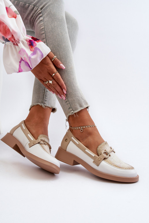 Mokasīni apavi   06493-11 Baltas-smilšu krāsas   Mokasīni apavi   06493-11 Baltas-smilšu krāsas