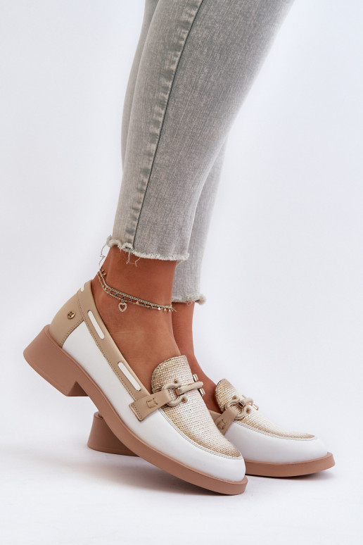 Mokasīni apavi   06493-11 Baltas-smilšu krāsas   Mokasīni apavi   06493-11 Baltas-smilšu krāsas