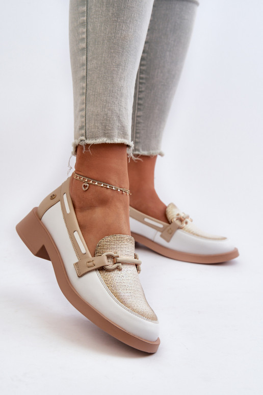 Mokasīni apavi   06493-11 Baltas-smilšu krāsas   Mokasīni apavi   06493-11 Baltas-smilšu krāsas