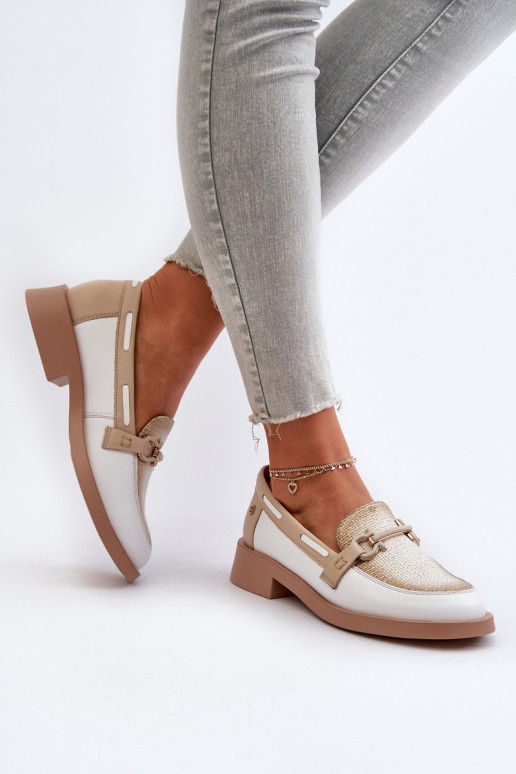 Mokasīni apavi   06493-11 Baltas-smilšu krāsas   Mokasīni apavi   06493-11 Baltas-smilšu krāsas