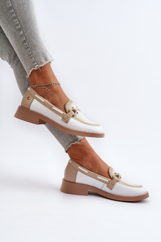 Mokasīni apavi   06493-11 Baltas-smilšu krāsas   Mokasīni apavi   06493-11 Baltas-smilšu krāsas