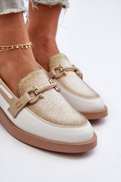 Mokasīni apavi   06493-11 Baltas-smilšu krāsas   Mokasīni apavi   06493-11 Baltas-smilšu krāsas