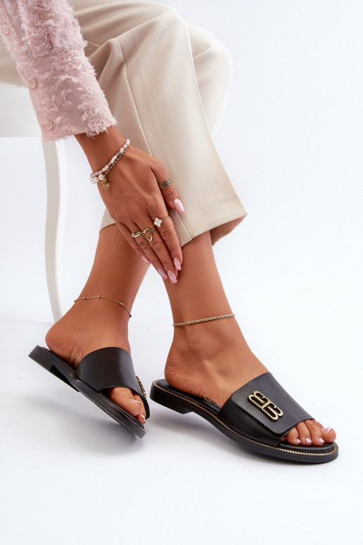 Zazoo 40384 eleganti ādas sieviešu čības melnā krāsā