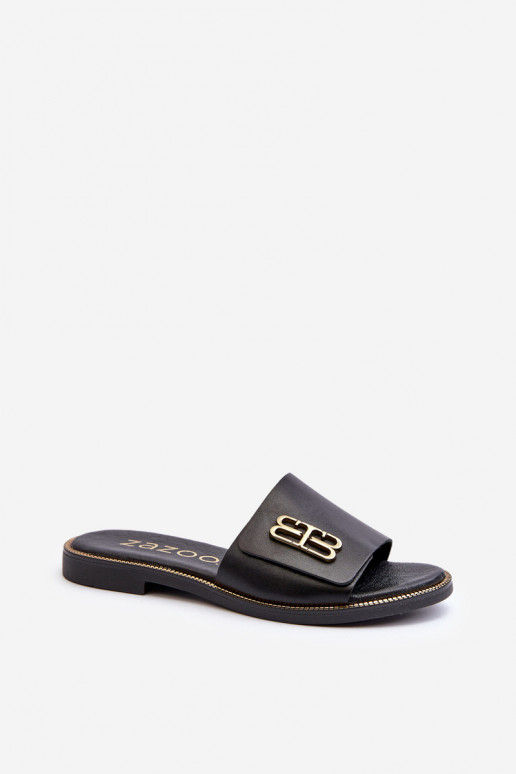 Zazoo 40384 eleganti ādas sieviešu čības melnā krāsā