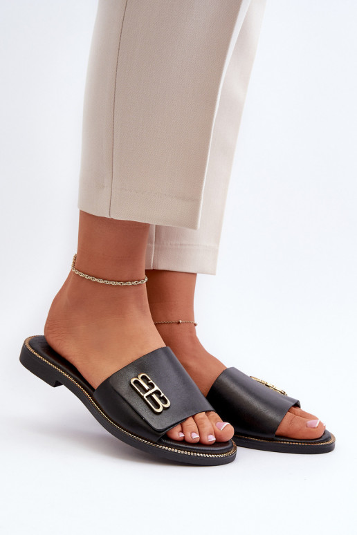 Zazoo 40384 eleganti ādas sieviešu čības melnā krāsā